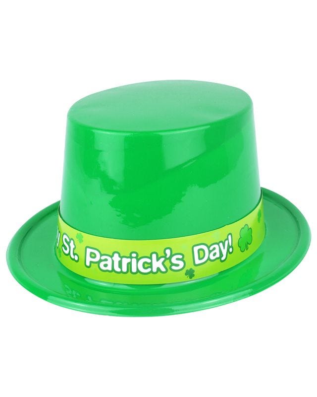 Plastic Irish Top Hat with St. Patrick's Band