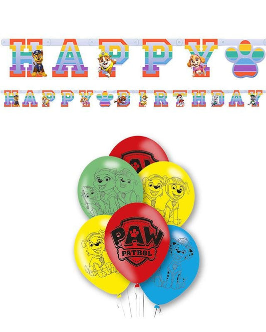 Paw Patrol Birthday Banner & Balloons Kit