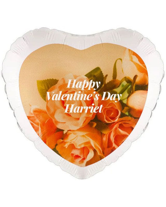 Valentines Peach Roses Personalised Balloon