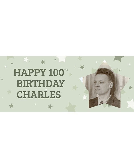 Green Star 100th Birthday Personalised Banner