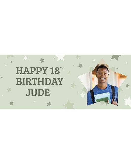 Green Star 18th Birthday Personalised Banner