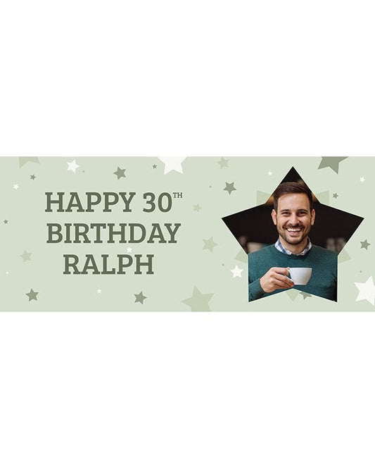 Green Star 30th Birthday Personalised Banner