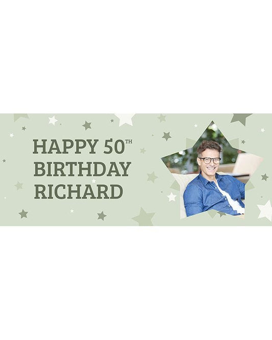 Green Star 50th Birthday Personalised Banner