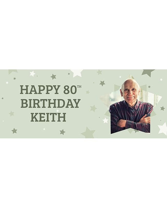 Green Star 80th Birthday Personalised Banner