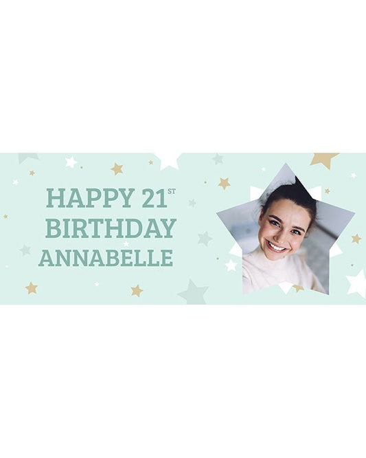 Mint Star 21st Birthday Personalised Banner