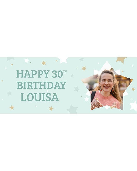 Mint Star 30th Birthday Personalised Banner
