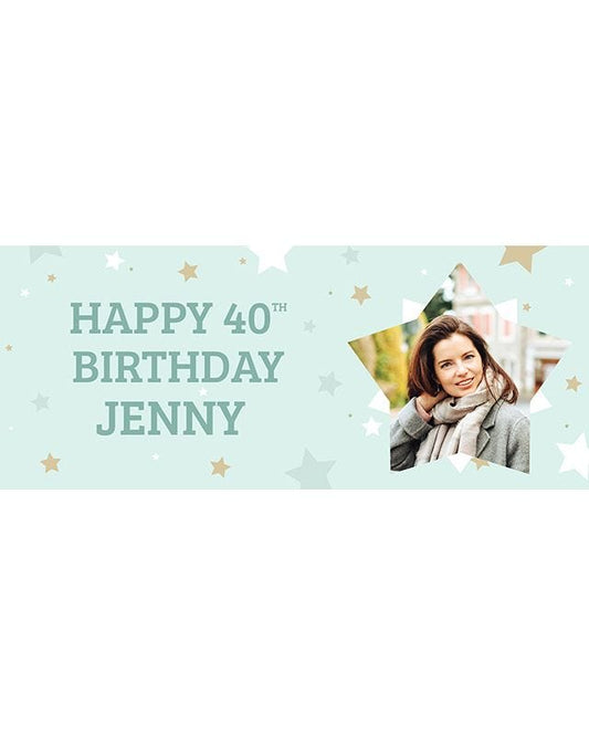 Mint Star 40th Birthday Personalised Banner