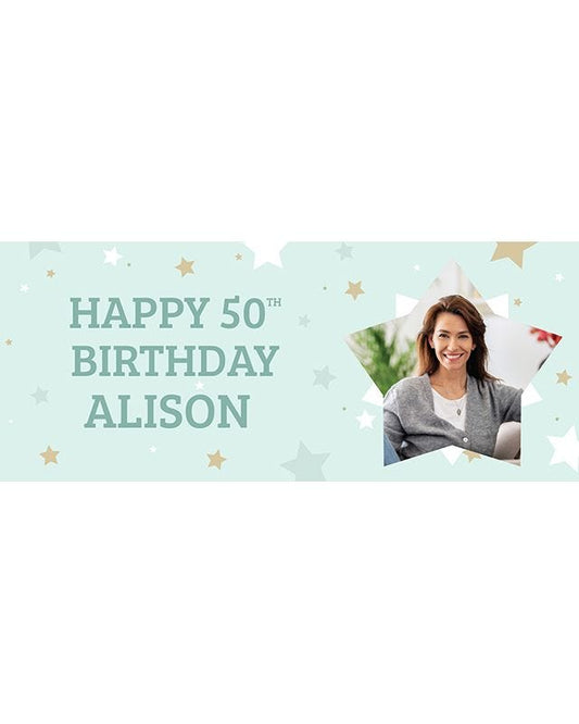 Mint Star 50th Birthday Personalised Banner