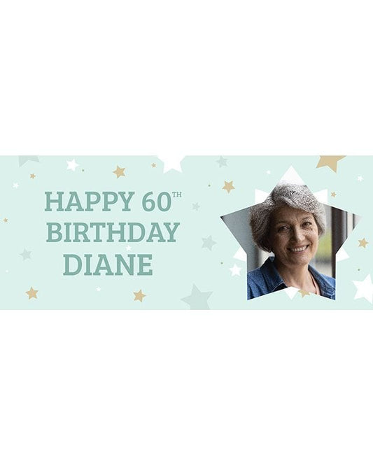 Mint Star 60th Birthday Personalised Banner