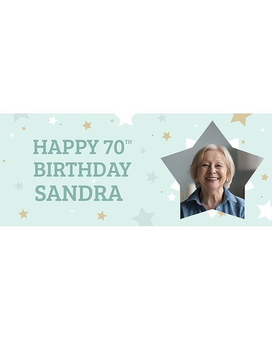 Mint Star 70th Birthday Personalised Banner
