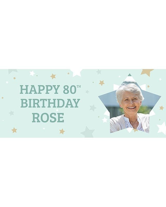 Mint Star 80th Birthday Personalised Banner