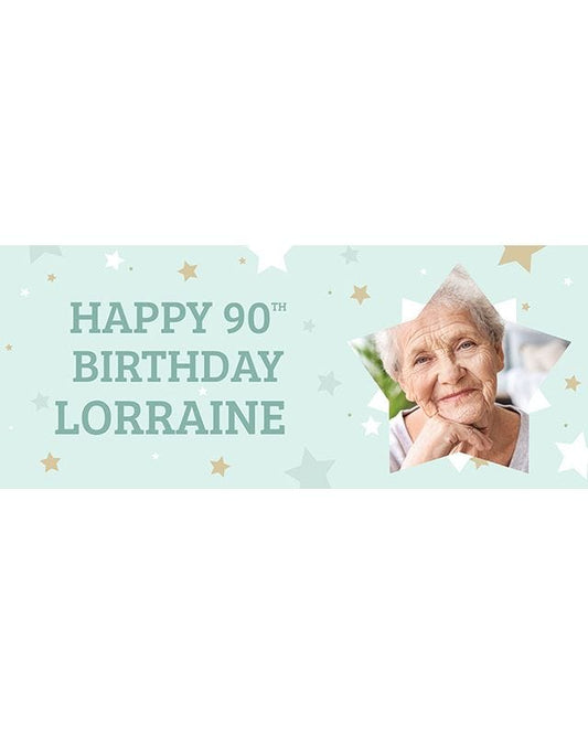 Mint Star 90th Birthday Personalised Banner