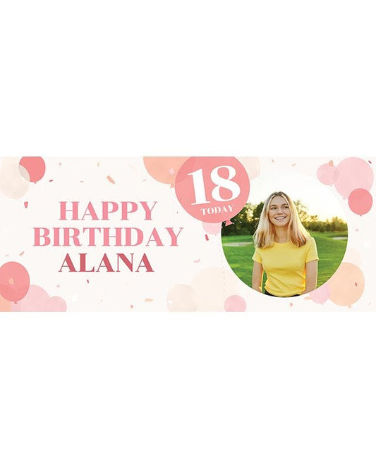 Peach Balloons 18th Birthday Personalised Banner