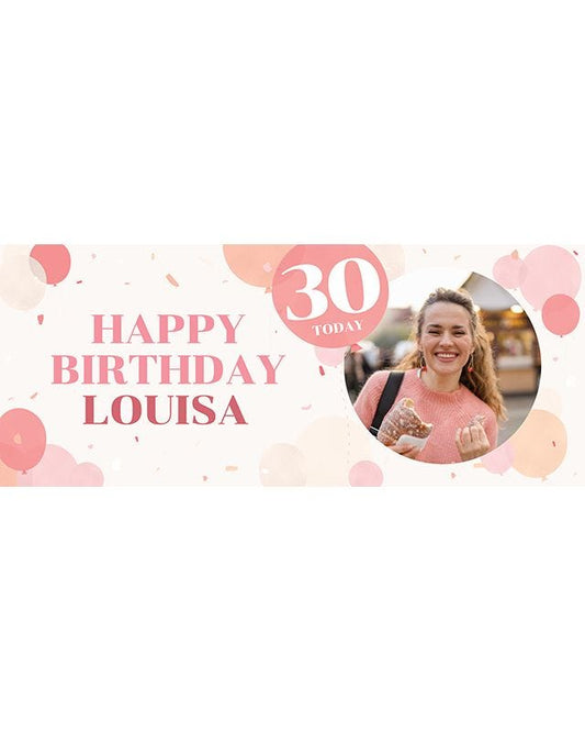 Peach Balloons 30th Birthday Personalised Banner