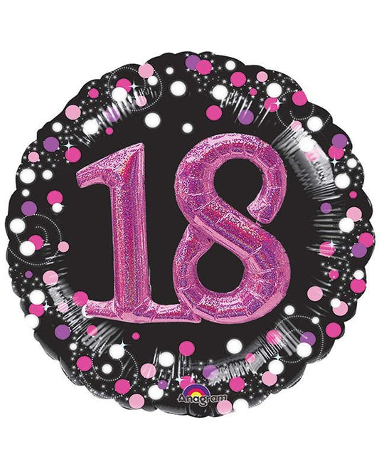 18th Birthday Pink Sparkling Celebration 3D Multi- Balloon - 32" Foil