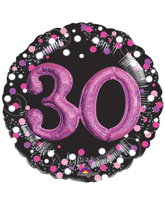 30th Birthday Pink Sparkling Celebration 3D Multi- Balloon - 32" Foil