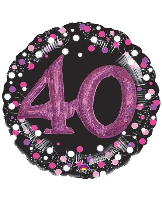 40th Birthday Pink Sparkling Celebration 3D Multi- Balloon - 32"Foil