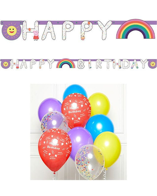 Peppa Pig Birthday Banner & Balloons Kit