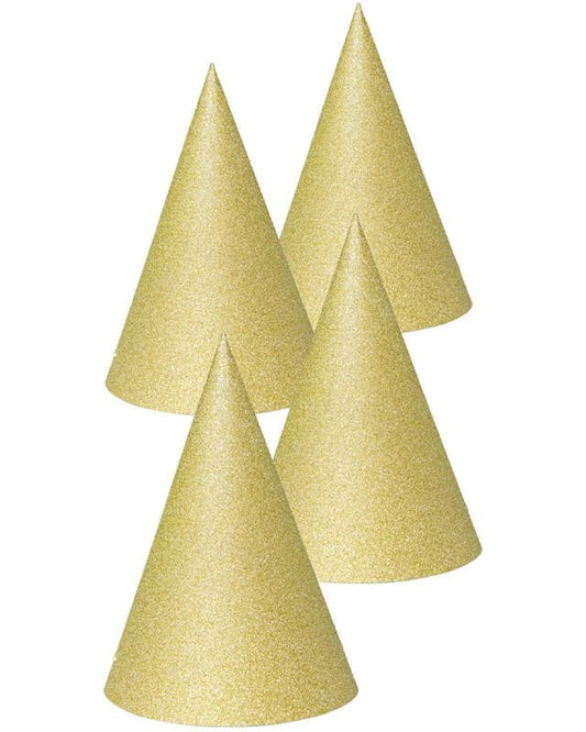 Glitter Gold Party Hats (4pk)