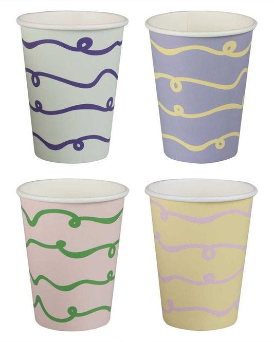 Pastel Wave Paper Cups (8pk)