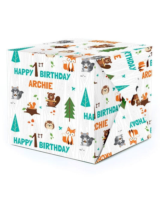 Woodland Animals Personalised Wrapping Paper