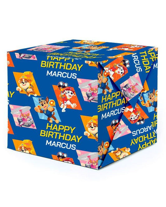 Paw Patrol Classic Happy Birthday Personalised Wrapping Paper