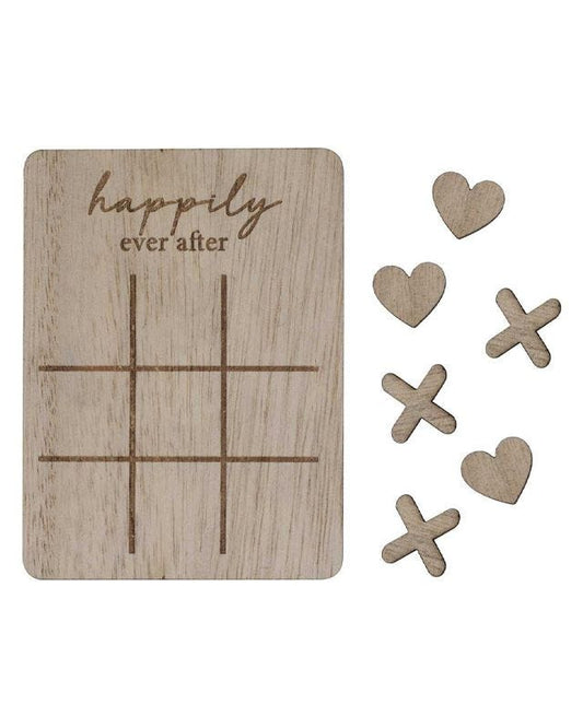 Rustic Romance Mini Wooden Noughts and Crosses Wedding Game - 9.5cm x 7cm