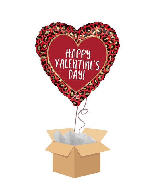 Happy Valentine's Day Animal Print Balloon - Delivered Inflated