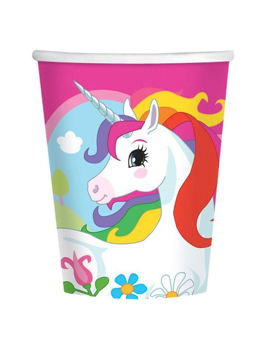 Rainbow Unicorn Paper Party Cups - 266ml