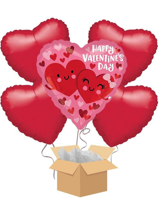 Valentines Cute Heart Balloon Bouquet - Delivered Inflated