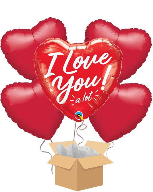 Valentines Love You Heart Balloon Bouquet - Delivered Inflated