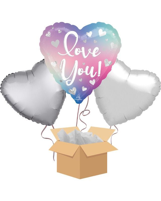 Ombre Love You Balloon Bouquet - Delivered Inflated