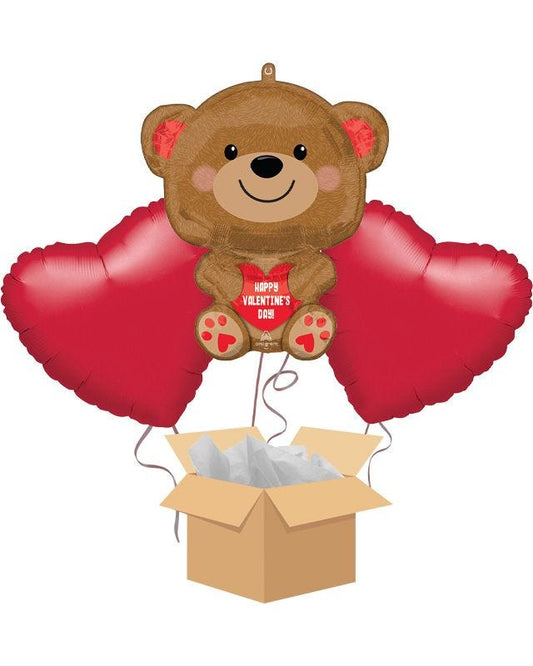 Cuddly Bear Balloon Bouquet - Delivered Inflated
