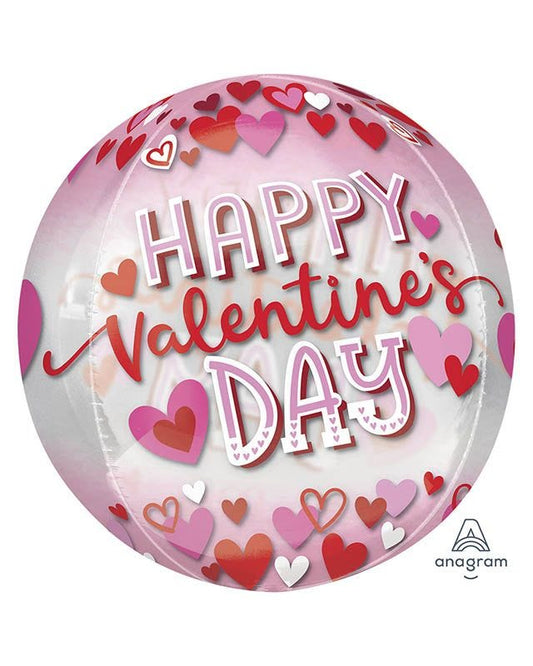 Happy Valentine's Day Hearts Orbz Balloon - 16"
