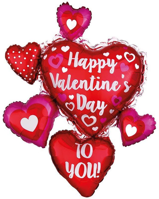 Happy Valentines To You Supershape Cluster Balloons - 28" x 34" Foil