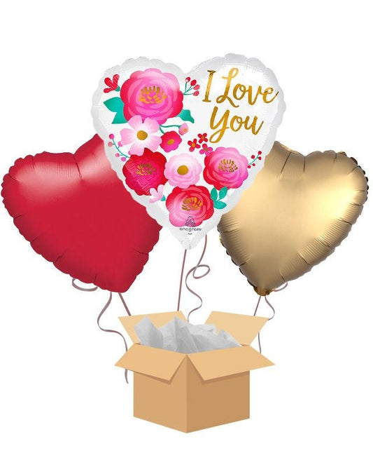 I Love You Ombre Flowers Balloon Bouquet - Delivered Inflated
