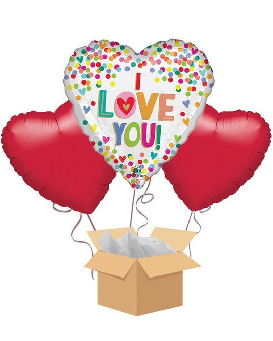I love You Rainbow Dots Balloon Bouquet - Delivered Inflated