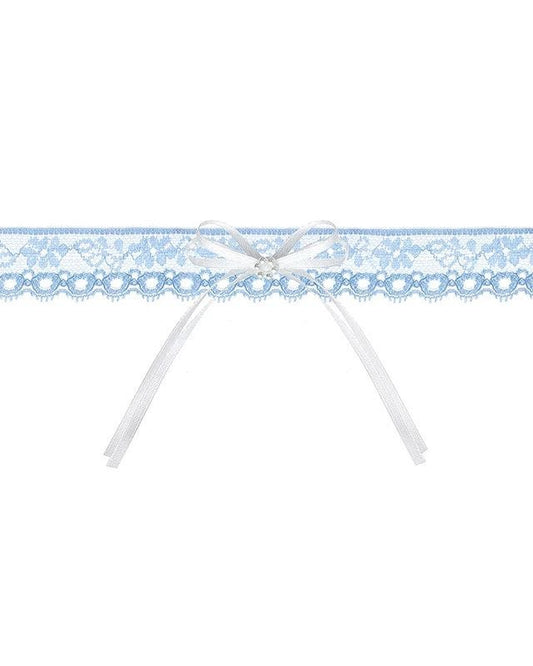 Light Blue Lace Garter with Satin Ribbon