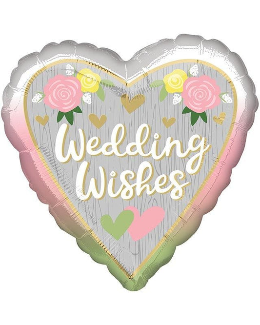 Wedding Wishes Ombre Heart Balloon - 18" Foil
