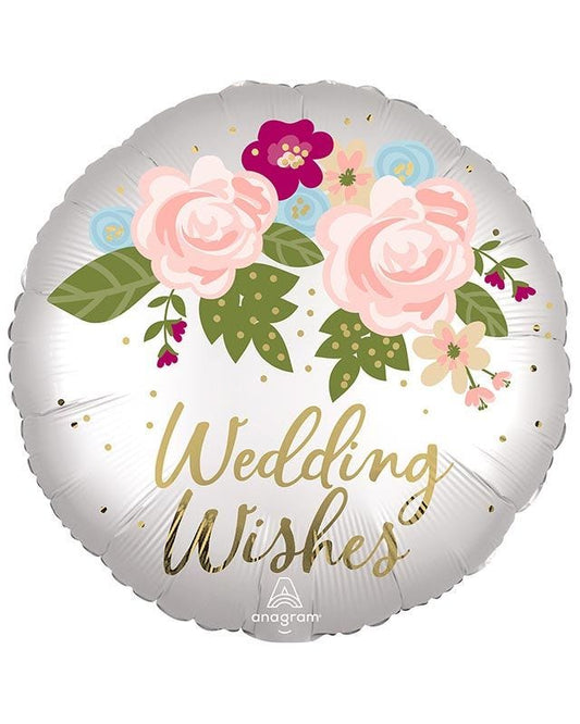 Wedding Wishes Floral Balloon - 18" Foil