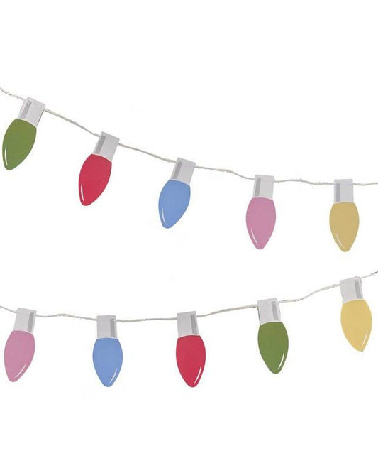 Multi-Coloured Christmas Lights Paper Garland - 5m