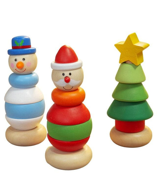 Christmas Wooden Tower Stacking Game - 13cm