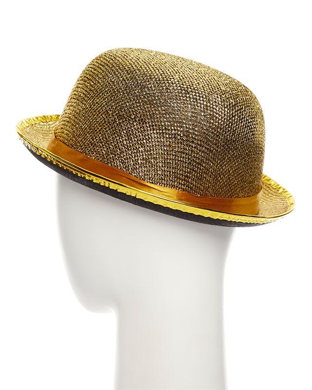 Gold Lurex Bowler Hat