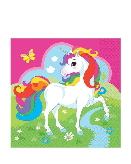 Rainbow Unicorn Paper Napkins 33cm (20pk)