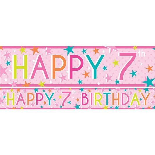 Girls 7th Birthday Paper Banners - 1m (3pk)