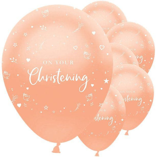 On Your Christening Pink Balloons - 12" Latex (6pk)