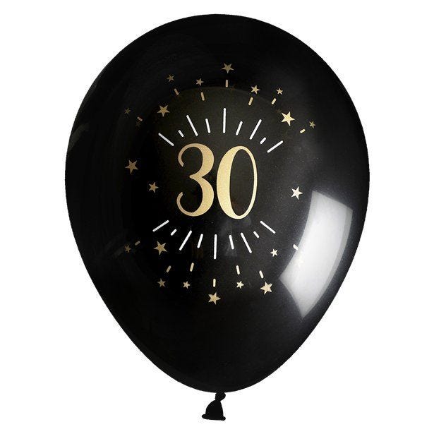 Sparkling Gold 30th Balloon - 11" Latex (6pk)