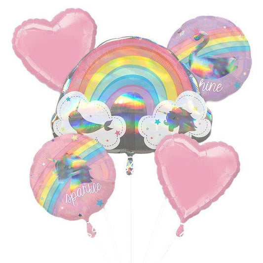 Magical Rainbow Balloon Bouquet - Assorted Foils (5pk)