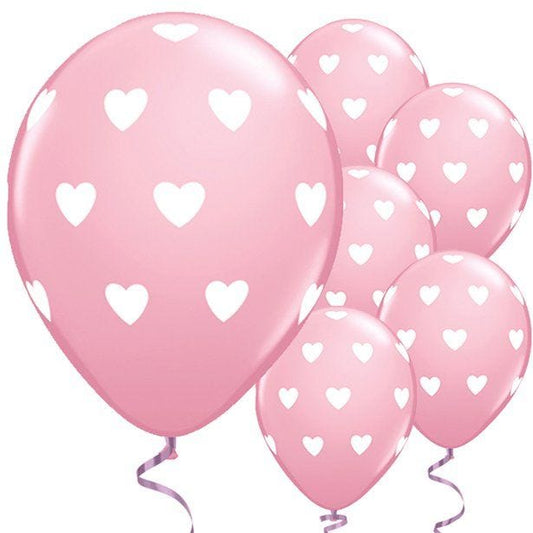 Big Pink Hearts Valentine's Balloons - 11" Latex (6pk)