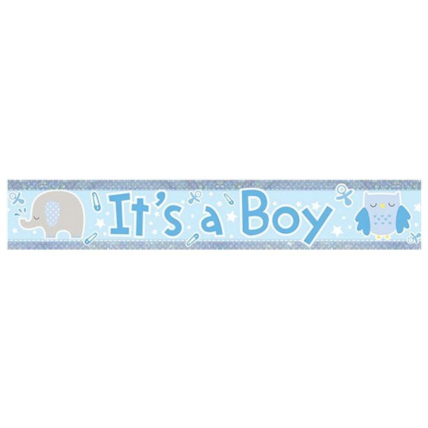 Blue 'It's a Boy' Holographic Foil Banner - 2.7m